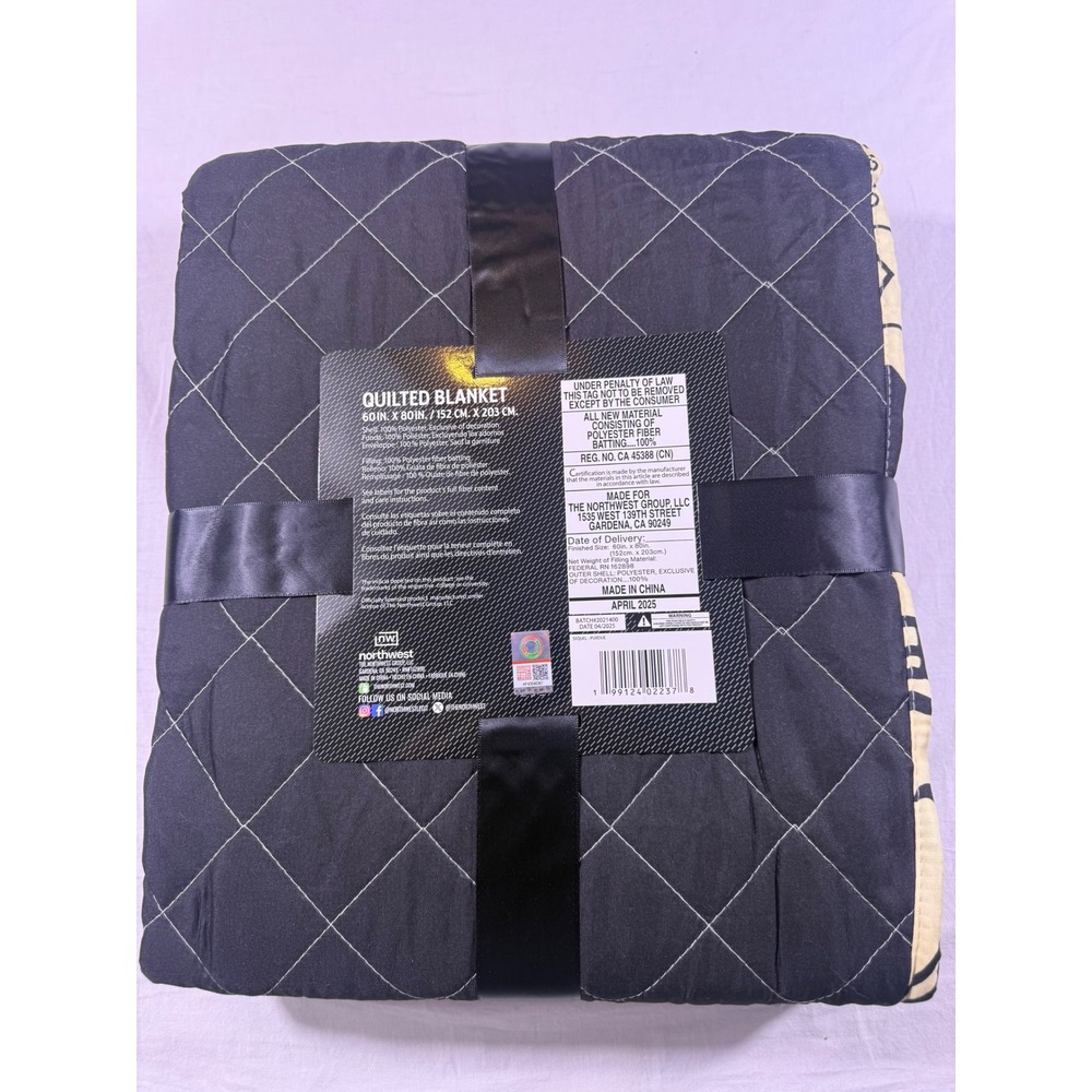 Purdue Quilted Blanket Black NEW NCAA Boilermakers Bedding 80in x 60in - Picture 3 of 4